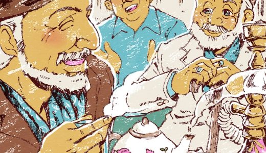 チャイハネで友達と過ごすアザルヌーシュ(イラン)